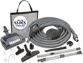Central Vac Carpet & Bare Floor Electric Direct Connect Attachment Set for Cleaning Carpets, Hardwood Floors, Furniture & Draperies - 30FT Hose, Twist & Turn Brush, Electric Brush, Wands & Storage Bag