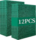 GUEICN Heavy Duty Scour Pads Sponge Dish Scrubber Non-Scratch Green Reusable Household Scrub Pads for Kitchen and Dish Cleaning Tool (12Pcs)