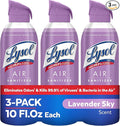 Lysol Air Sanitizer Spray with Odor Eliminator - Lavender Sky Scent - 10 oz Bottle (296 ml) - Pack of 3 - Sanitizing Air Freshener Alternative - Home, Bathroom, Kitchen - Kills Airborne Bacteria
