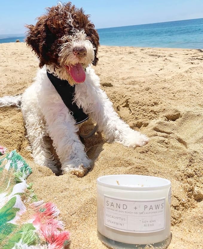Sand + Paws Scented Candle - Newport - Additional Scents and Sizes –Luxurious Air Freshening Jar Candles Neutralize pet Odors and Enhance Home décor – 100% Cotton Lead-Free Wicks - 12 oz