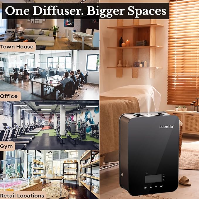 Smart Bluetooth HVAC System with App Control Scent Diffuser | Waterless Diffuser for Home, Office, Large Room, Studio, Yoga,| Coverage Upto 2000 Sq.ft | Scentia CASA SC 2000 Black