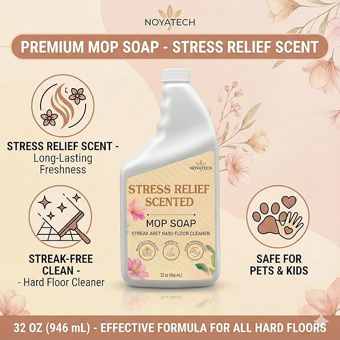 NOYATECH Mop Soap Highly Scented Stress Relief Fragrance. Floor Cleaner Concentrate – Non-Toxic, Pet safe, No Residue – Safe for Tile, Stone, Marble, Wood, & Grout – For All Mop Types – Made in USA