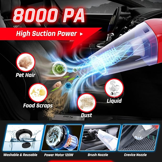 43PCS Car Detailing Kit Interior Cleaner, Auto Detailing Kit, Car Vacuum Car Interior Detailing Kit, Car Wash Kit with Bucket Detailing Brush Set Car Accessories for Motorcycle, Cars, Bikes, Wheels