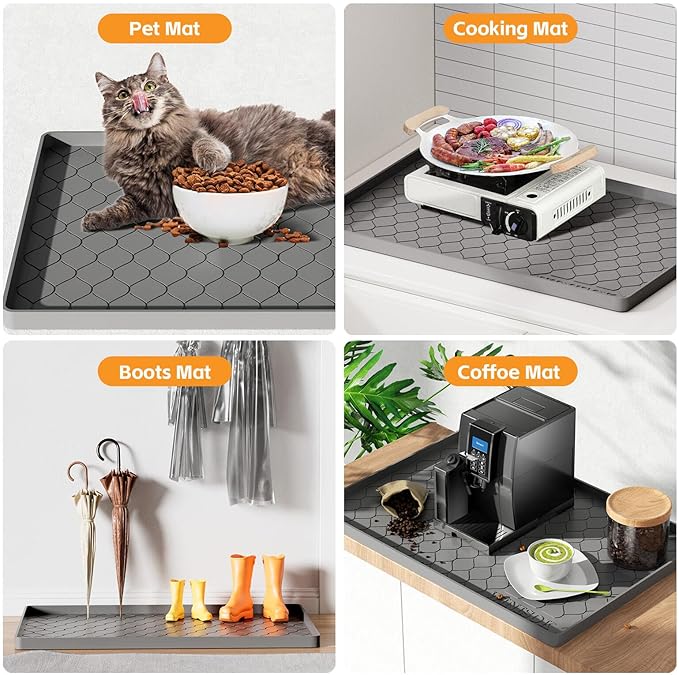 Winisok Silicone Under Sink Mat 28" x 19", kitchen Essentials and Gadgets, Shelf liner and Cabinet Protector, Home Organizers and Storage, Waterproof Bathroom Tray