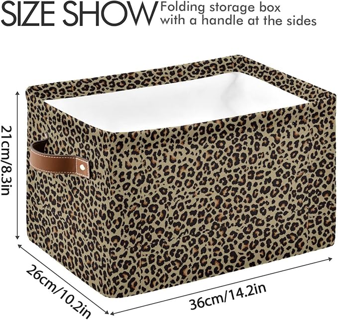 ALAZA Cheetah Leopard Print Animal Skin Foldable Storage Box Storage Basket Organizer Bins with Handles for Shelf Closet Living Room Bedroom Home Office 1 Pack