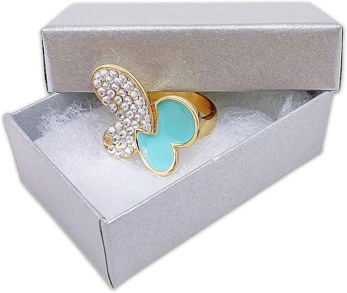 TheDisplayGuys - 100-Pack #21 Cotton Filled Cardboard Paper Jewelry Boxes Gift Case - Pearl Gray (2.6" x 1.6" x 1.0") - for Shipping or Storage