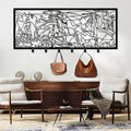 Picasso Guernica Metal Wall Coat Rack, Picasso Guernica Coat Rack Wall Mount, Abstract Hat Rack for Wall, Abstract Metal Wall Mount, Home Storage Hooks (Black, 19"x48"|48x121cm)