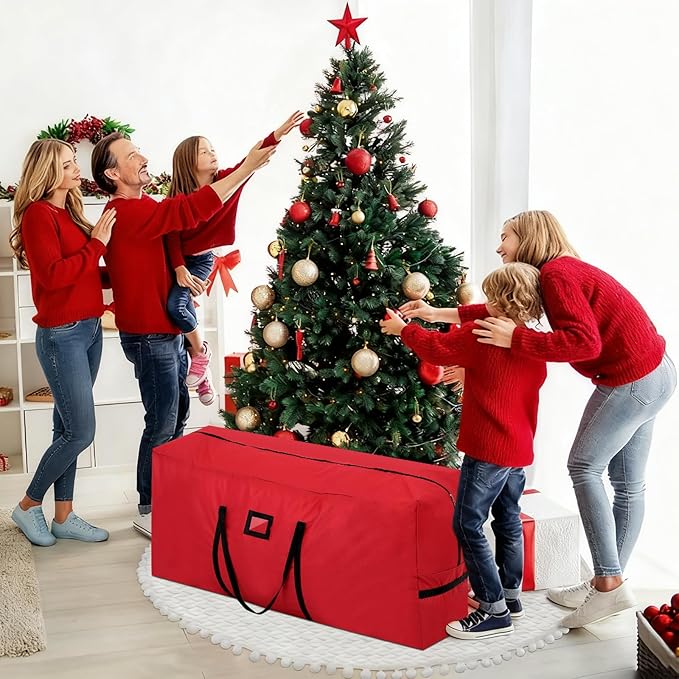 Christmas Tree Storage Bag Box 9FT, 2 Pack Heavy Duty Christmas Tree Bag Container, 600D Oxford Waterproof Xmas Holiday Artificial Tree Bag With Reinforced Handles Dual Zipper For Decorations Ornament