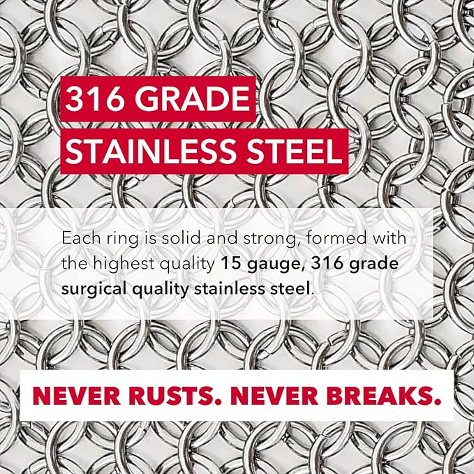 CM SCRUBBER Knapp Made Original 4" Chainmail Scrubber - Cleaner For Cast Iron, Stainless Steel, Hard Anodized Cookware and Other Pots & Pans