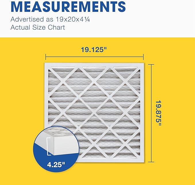 Aerostar 19x20x4 Air Filter MERV 11 (For Allergies, Dust, Lint, Mold, Pet Dander, Smoke & Smog) - Electrostatic MPR 1000-1200 & FPR 7 - Pleated HVAC AC Furnace Air Filters - Pack of 2