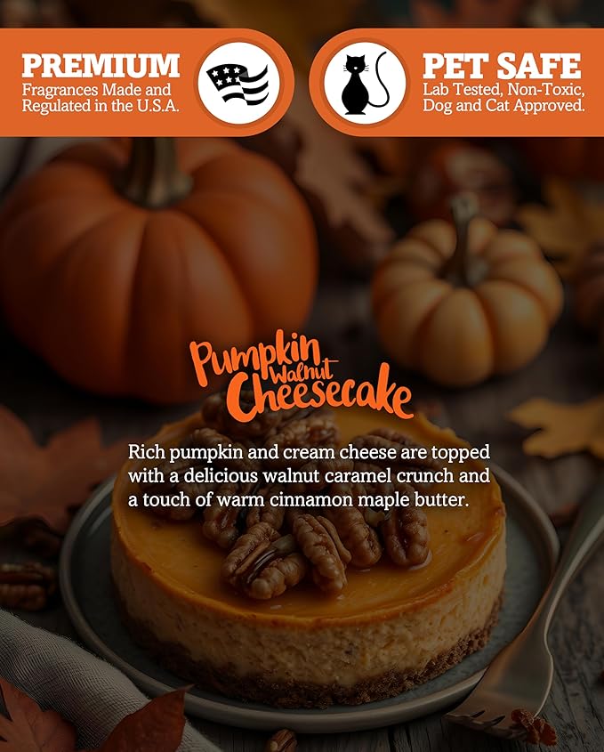 Pumpkin Walnut Cheesecake Scented Natural Soy Candle, Essential Fragrance Oils, 100% Soy, Phthalate & Paraben Free, Clean Burning, 9 Oz.