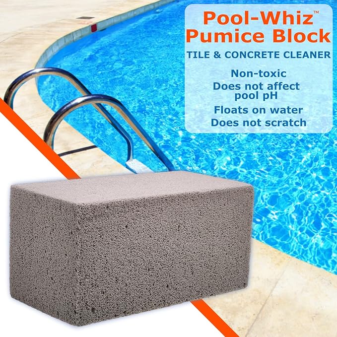 Pool-Whiz Pumice Block, Pool Tile & Concrete Cleaner, Pumice Stone for Cleaning Pools, Spas & Water Features, Pool & Spa Cleaner, Pumice Block for Rust, Stains Build Up by Billy Buckskin Co. Pack of 1