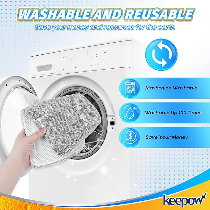 KEEPOW Steam Mop Pads Compatible with GorFanty Steam Mop Model GF-6610B/GF-6610, Steam Mop Cloth with Washable Highly Absorbent Microfiber Pad Steam Mop Replacement Pads for Floor Steamer Mop 2 Pack