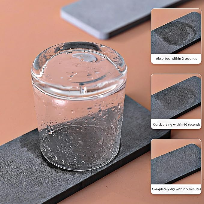 NiuYichee 2 Pcs Water Absorbing Stone Trays, Kitchen/Bathroom Sink Soap Dish, Diatomite Tray Used for Hand Soap & Cosmetic Bottles in The Modern Home, 3.15" W x 10.2" L, Dark Gray