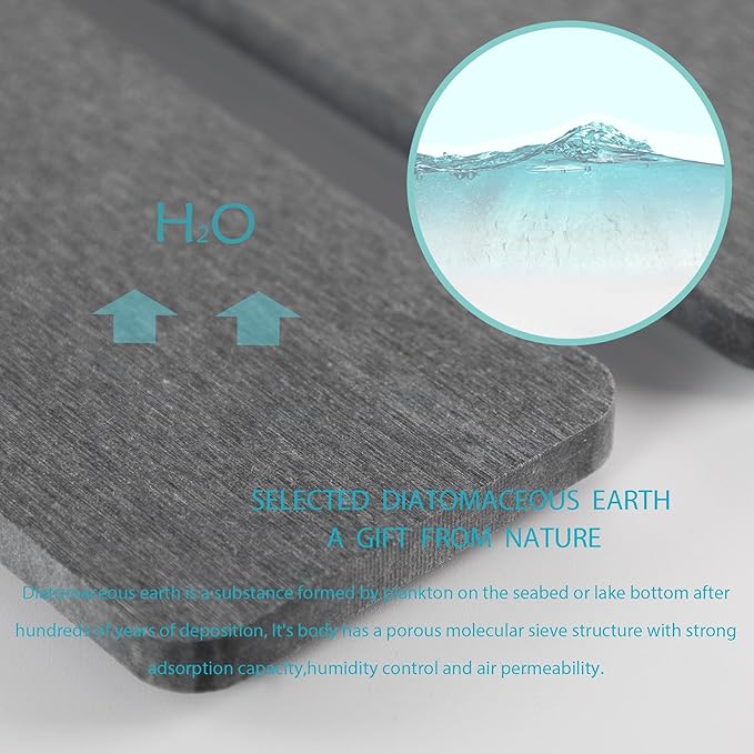 NiuYichee 2 Pcs Water Absorbing Stone Trays, Kitchen/Bathroom Sink Soap Dish, Diatomite Tray Used for Hand Soap & Cosmetic Bottles in The Modern Home, 3.15" W x 11.8" L, Dark Gray