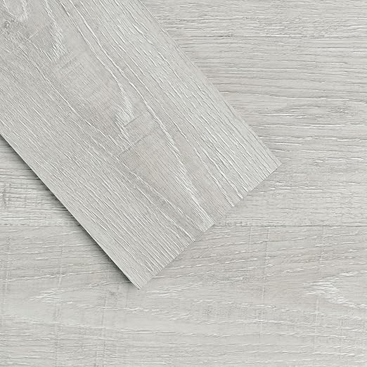 MULGREAT Peel and Stick Floor Tile, 54 Sq.Ft Self Adhesive Vinyl Flooring Plank, 36 Pieces Waterproof Heavy Duty Wood Grain Tiles, 36"x6" DIY Planks for Bedroom Kitchen Apartment Bathroom White