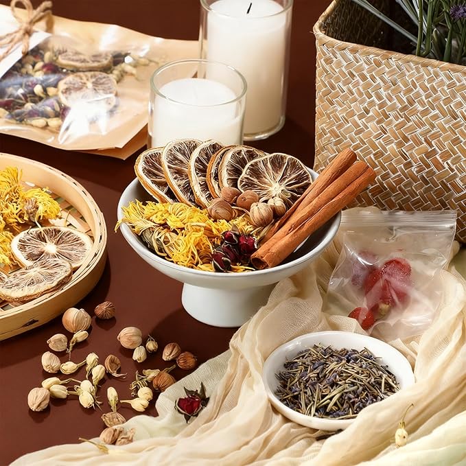 Siifert 4 Set Spring Clean Potpourri Bags Stovetop Simmering Mix Potpourri Instruction and Sticker Floral Fruity Cinnamon Natural Air Freshener Sachet for Party Craft DIY Gift Housewarming Hostess