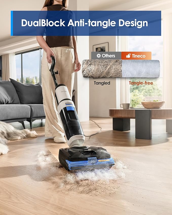 Tineco FLOOR ONE S6 Stretch Steam Corded Wet Dry Vacuum Steam Mop All-in-One, Tineco BoostSteam, 320℉ High-temp Steam Cleaning, 180° Lay-Flat, Anti-Tangle Design, One-Touch Self-Cleaning