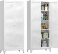 75" Tall Metal Pantry Cabinet, White Storage Cabinet with Doors and Shelves, Metal Cabinet for Kitchen, Dining Room, Living Room and Bathroom