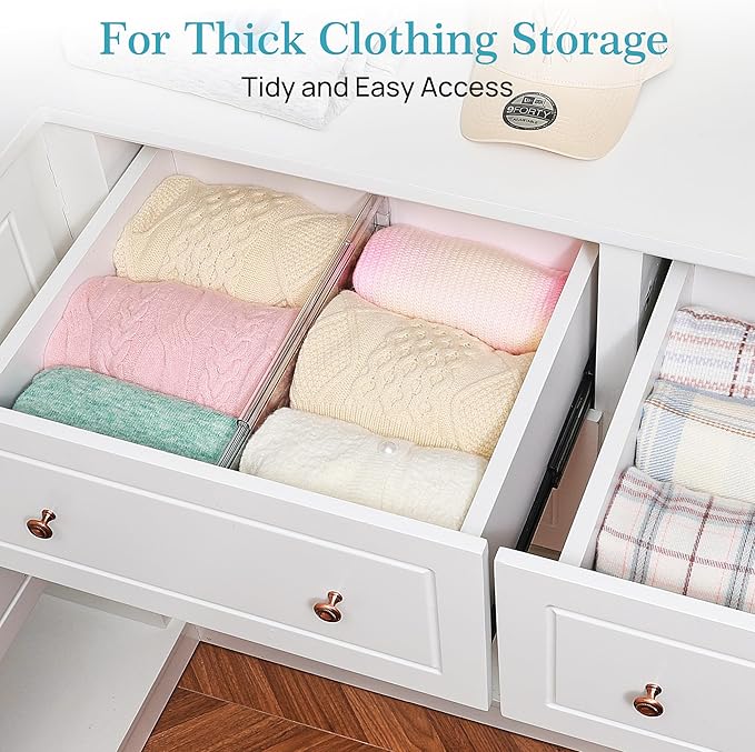 Vtopmart 10 Pack 6" Tall Upgrade Drawer Dividers for Big and Deep Drawer, 12.8"-22.3" Adjustable Expandable Dresser Drawer Organizer, Clear Plastic Separators for Dresser, Baby Supplies, Kitchenware