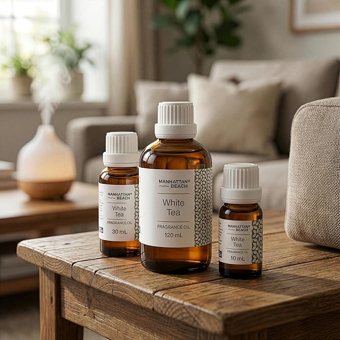 Manhattan Beach – White Tea Hotel Inspired Scent Diffuser Oil – Luxury White Tea Fragrance Oil for Ultrasonic & Waterless Diffusers, Home & Spa, 30 mL Glass Bottle