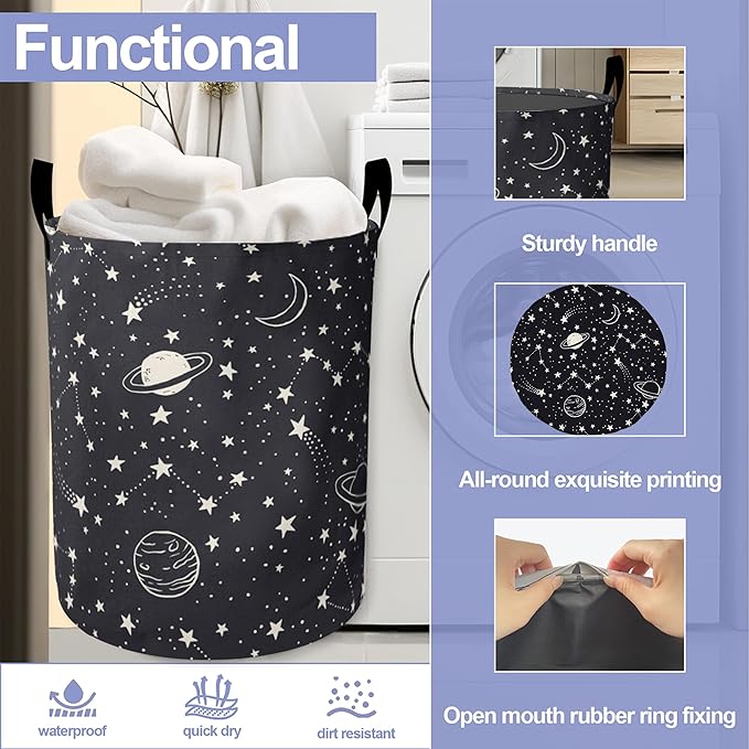 Laundry Basket-Cartoon Celestial Sky Foldable Waterproof Oxford Cloth Funny Tote Bag Laundry Hamper Clothes Storage Bucket Organizer For Bathroom/Laundry Storage/Bedroom Storage Basket