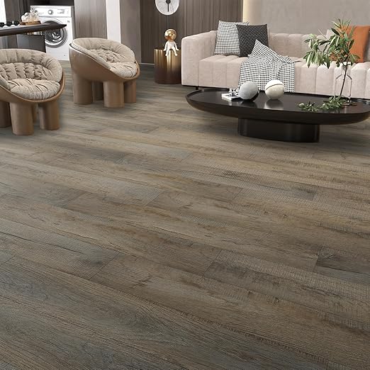 INMOZATA Peel and Stick Floor Tile Vinyl Flooring, Waterproof Plank Flooring 36-Pack 54 Sq.Ft Wood Grain Self Adhesive Peel and Stick Flooring for Bedroom, Living Room, Kitchen, RV(Aged-Wood)