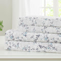 Modern Threads Silky Soft Microfiber and Wrinkle Free Sheets - Luxurious Microfiber Bed Sheets Includes Flat Sheet, Fitted Sheet with Deep Pockets, & Pillowcases Kashmir Rose Blue, King