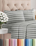 Twin XL 4 Piece Sheet Set - Comfy Breathable & Cooling - Soft Hotel Luxury Bedding Set with 8-16 Inch Deep Pockets - 1 Flat & 1 Fitted Sheet & 2 Pillowcases - Wrinkle Free & Easy Care - Grey Stripes 3