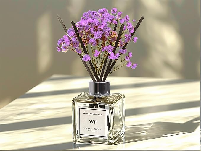 WEALD TRIBE Lavender & Cedar Scent Reed Diffuser Set for Bathroom Decor Air Fresheners, Oil Diffuser Stick | 5.1 fl oz Home Fragrance with Sticks Defusers | House Bedroom Office Shelf Decor