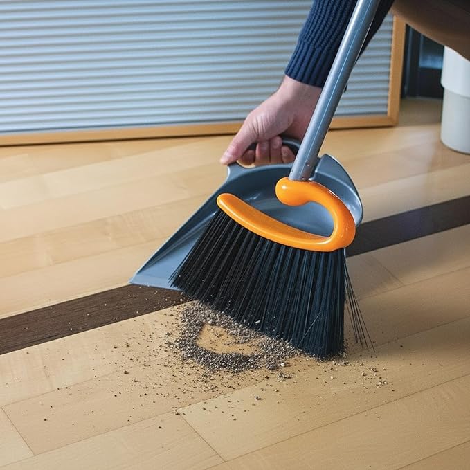 Surfer Combo Broom with Dustpan Combo Set – 4-Piece Composable Handle Broom and Dustpan Set with Long Handle | Durable Dust Pan & Broom for Home and Commercial Cleaning