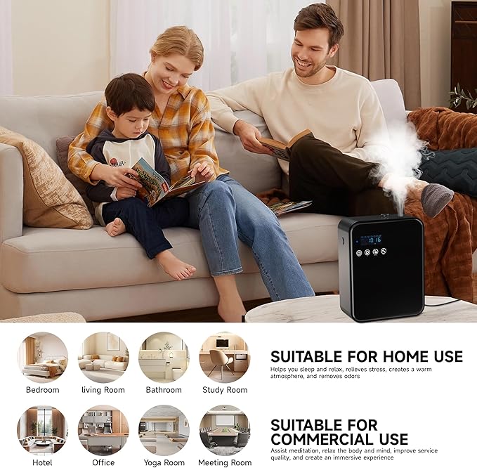 Corded Waterless Essential Oil Diffuser for Home, Hotel Collection Diffuser, 2500 Sq.Ft of Coverage, 250ml Capacity, Aromatherapy Scent Diffuser for Home, Smart Scent Air Machine