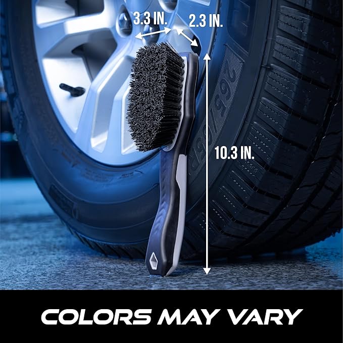 VIKING Tire Brush and Wheel Brush for Cleaning Car, Tires, Car Wash, Grey, 10.3 x 3.3 x 2.3 inch