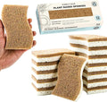 Purely Calm Plant Based Natural Sponge - Pack of 12 Cellulose Sponges, Safe on Non-Stick Cookware, Dual Sided Dish Sponge for Washing Dishes, Kitchen and Household