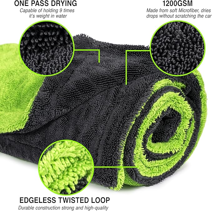 Cilajet Car Care Extreme Oversized Microfiber Car Wash Drying Towel, Paint Safe, Scratch Free, and Lint Free Car Towel, 36"x24"