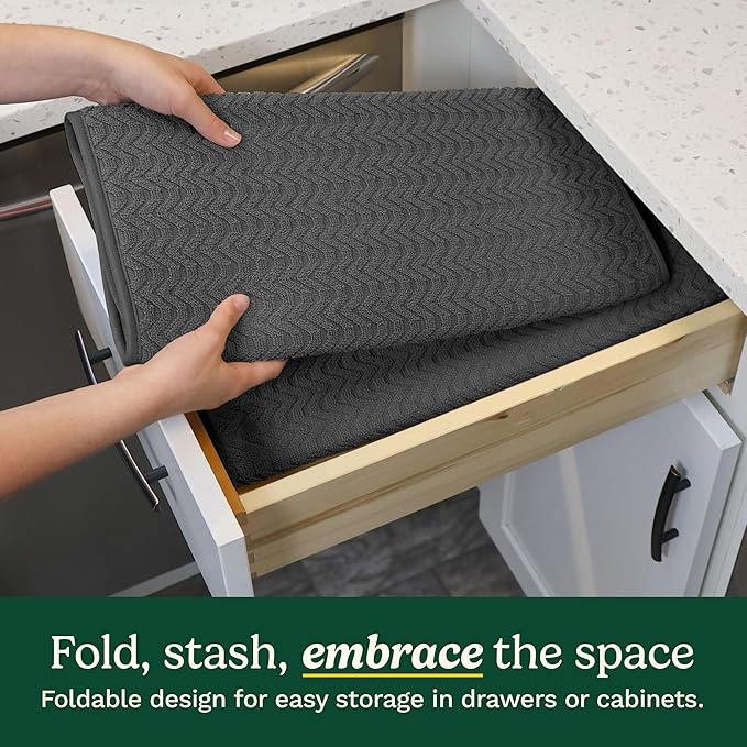 Cuisinart Dish Drying Mats for Kitchen Counter - (2) 18" x 24" Ultra Absorbent Dish Drying Mat XL - Foldable, Machine Washable, Fast Drying Dish Mat