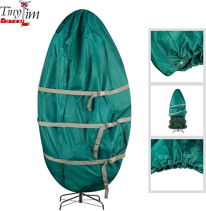Christmas Tree Storage Bag for Trees up to 6 Ft Tall - Store Artificial Trees Upright and Decorated All Year Long by Elf Stor (Green)