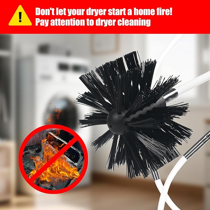 AOGYikang 21FT Chimney Brush Kit, Multi-Purpose Dryer Vent Cleaning Brush Kit with 4" Brush Head, Professional Lint Cleaning Accessories for Chimneys, Ducts, Dryers, Crevices