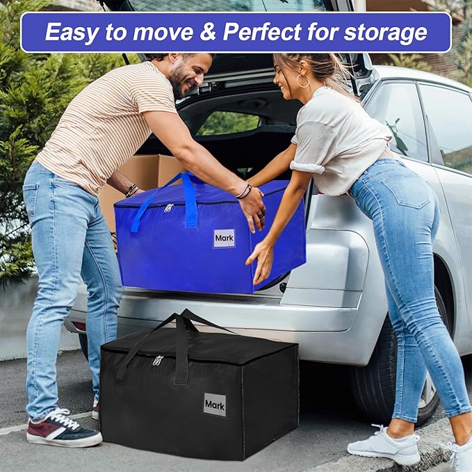 Moving Boxes 8 Pack,93 Liters Clothes Storage Large Moving Bags with Handles Moving Totes Bins for College Dorm or Christmas Decorations
