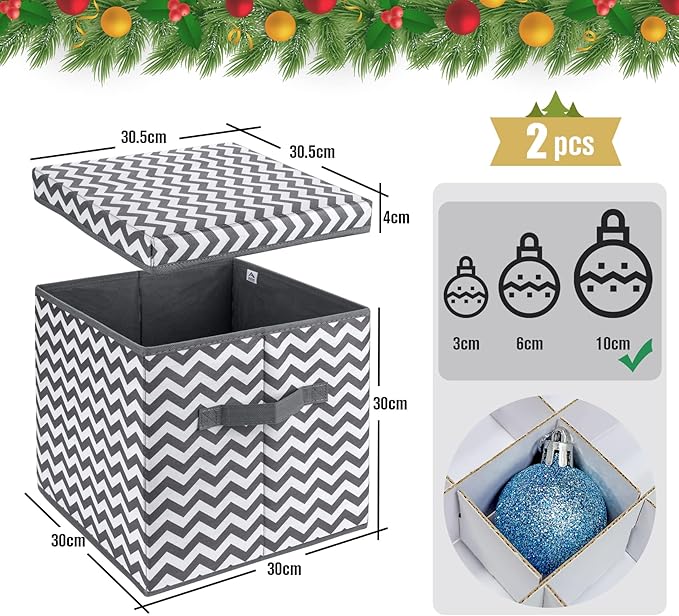 Christmas Ball Storage Container with Dividers, 166 Compartment Ornament Storage Box，Christma Containers with Lids Designed for Delicate Christmas Decorations-Tear Proof Non-woven（2PCS）