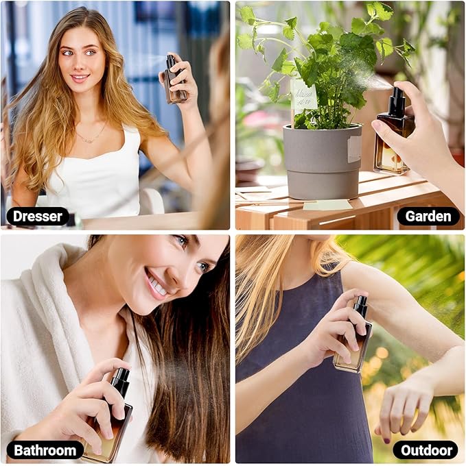 Segbeauty 3.4oz Amber Glass Spray Bottles Refillable Perfume Atomizer, 2pcs Fine Mist Travel Glass Empty Bottle Sprayer for Hair, 100ml Perfume Travel Spray Bottles for Toiletries Cosmetic Containers