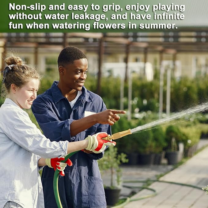 Heavy Duty Brass Hose Nozzle - High Pressure Water Spray Gun for Car Washing & Garden Watering, 3/4" GHT Thread, Adjustable Flow Control