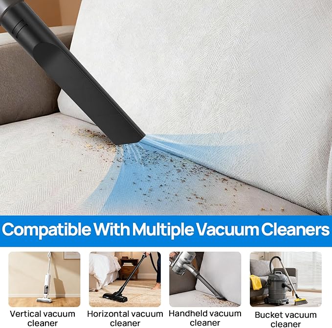Tbest Universal Vacuum Crevice Tool, 35mm Flat Cleaner Nozzle for Car Detailing & Hard to Reach Areas, Durable Flexible Vacuum Attachment for Sofa, Keyboard, Vents, Under Furniture