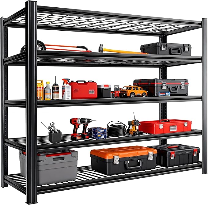 Notmise Garage Shelving, Heavy Duty 5-Tier Wire Shelving Unit, 72" H x 48" W x 24" D, 2500 lbs Load Capacity Storage Shelves, Adjustable Metal Shelves for Garage, Kitchen, and Pantry Storage