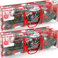 Sadnyy 2pcs Large Christmas Tree Storage Bag 9ft Plastic Waterproof Durable Heavy Duty Xmas Holiday Tree Containers Bag with Handles for Storing Santa Garland Holiday Ornament