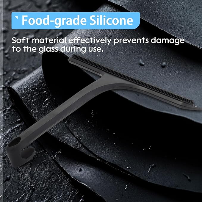 Mesiiloly 10.7“ Wide All-Purpose Shower Squeegee for Glass Doors, Squeegee for Shower Glass with Hook, Window Squeegee for Home, Small Squeegee for Shower, Bathroom, Car Glass, Mirror (Black)