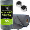 Microfiber Cleaning Cloth Roll Tearaway, 50 PCS Tear Away Towels, Reusable & Washable, Ultra Absorbent 12" x 5.5" Dish Rags for Car, Home, Kitchen, , 200 GSM Thickness, Paper Towel Alternative