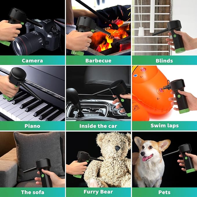 Electric Air Duster for Cleaning Computer - Portable 91000 RPM Cordless Air Blower with Rechargeable Battery