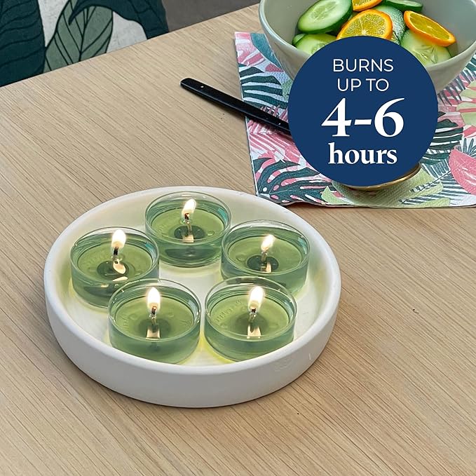PartyLite Set of 12 Tea Lights Candles, Cucumber & Clementine Scent, Aromatherapy Scented Candles Gift Set, Up to 4 to 6 Hours Burn Time