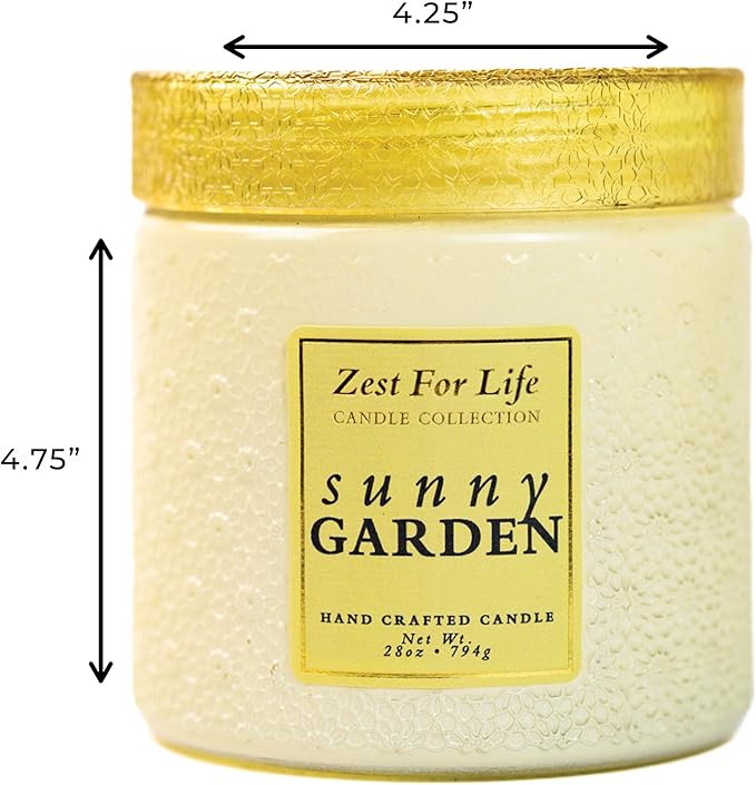 A Cheerful Giver - 28oz Large Scented Candle Jar with Lid- Zest for Life - 130 Hours of Burn Time, Gift for Women (Large, Sunny Garden)